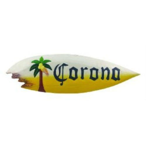 24" Wooden Handmade Corona Palm Tree Shark Bite Surf Board Sign Wall Plaque Art - Tropically Inclined