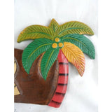 HAND CARVED TIKI BAR SIGN WITH TWO PALM TREES 3D - Tropically Inclined