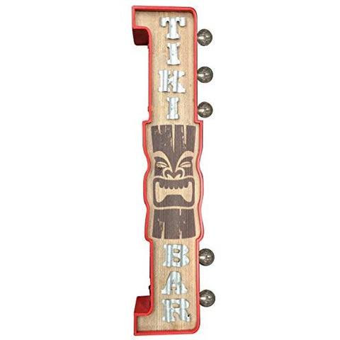 Crystal Art E2 Concepts Off The Wall Metal LED Lighted Tiki Bar Sign, 3.9" x 7.7" x 29.9" - Tropically Inclined