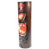 HAND CARVED BEAUTIFUL POLYNESIAN HAWAIIAN TIKI TOTEM POLE STATUE 19.5-20 INCHES TALL - Tropically Inclined