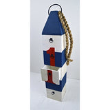 24"h Wooden Five Drawer Buoy - Red, White, and Blue - Functioning Drawers - Tropically Inclined