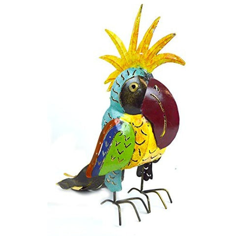 Metal Parrot Statue Sculpture Art Handmade Tropical African Parrot Head Candle Holder - Tropically Inclined