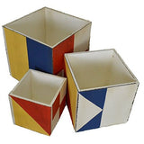 Set of 3 Distressed 7"w, 9"w, and 12"w Wood Square Nautical Flag Planters - Tropically Inclined