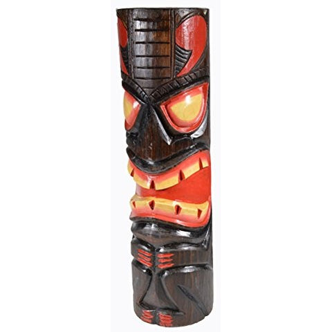 HAND CARVED BEAUTIFUL POLYNESIAN HAWAIIAN TIKI TOTEM POLE STATUE 19.5-20 INCHES TALL - Tropically Inclined