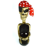 Large Hand Carved Wood Pirate Skeleton Wine Holder, Skull Cross Bone Art Decor - Tropically Inclined
