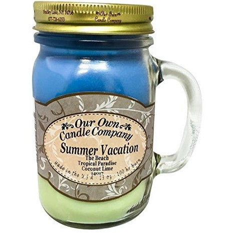 Summer Vacation Scented 13 Ounce Mason Jar Candle By Our Own Candle Company - Tropically Inclined