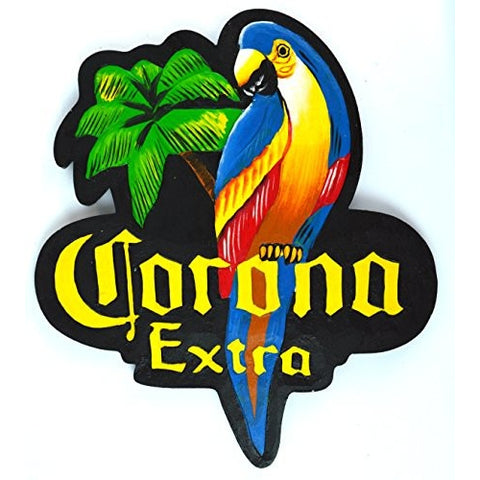 Hand Carved CORONA EXTRA PARROT Beer Wooden Wall Hanging Art Sign Tiki Bar - Tropically Inclined