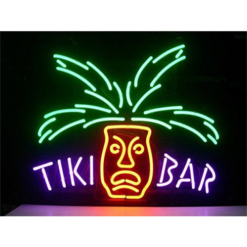 Tiki BAR Paradise Palm Design Real Glass Tube Neon Lights Sign Store Display Beer Bar Pub Club Signs 17"x14" - Tropically Inclined