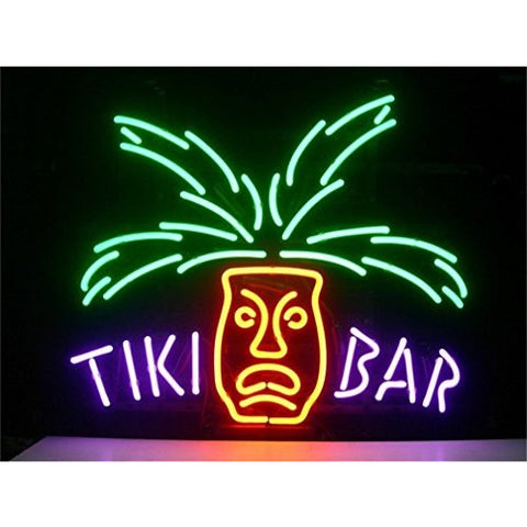 Tiki BAR Paradise Palm Design Real Glass Tube Neon Lights Sign Store Display Beer Bar Pub Club Signs 17"x14" - Tropically Inclined