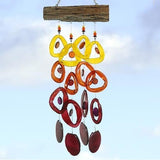 Recycled Glass Bottle Wind Chime on Driftwood : Tropical Sunset - Tropically Inclined