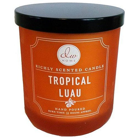Decoware Richly Scented Candle Tropical Luau 9.78 Oz. In Heavy Orange Glass With Lid - Tropically Inclined