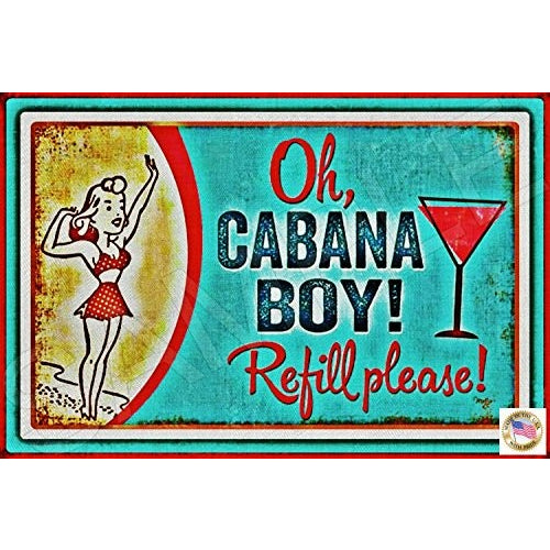 Tiki Bar Sign Cabana Boy *TODAY'S SPECIAL* 8"x12" Made In Hawaii USA All Weather Metal. Perfect For Your Margaritaville Pool Hot Tub Lounge Mermaid Tropical Beach House Décor Aloha - Tropically Inclined