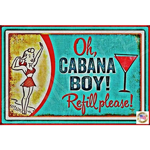 Tiki Bar Sign Cabana Boy *TODAY'S SPECIAL* 8"x12" Made In Hawaii USA All Weather Metal. Perfect For Your Margaritaville Pool Hot Tub Lounge Mermaid Tropical Beach House Décor Aloha - Tropically Inclined
