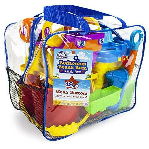 18-Piece Bodacious Beach Bum Activity Pack in Handy Carry Bag with Quick-Dry Mesh Bottom by Sol Coastal - Tropically Inclined